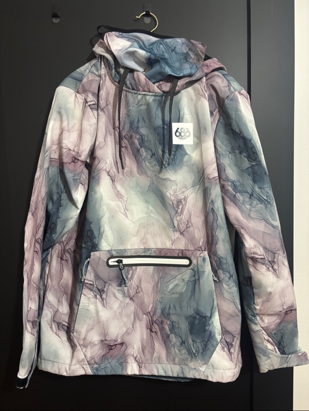 686 Hoodie Jacket in Marble Print - Purple, Blue, Gray